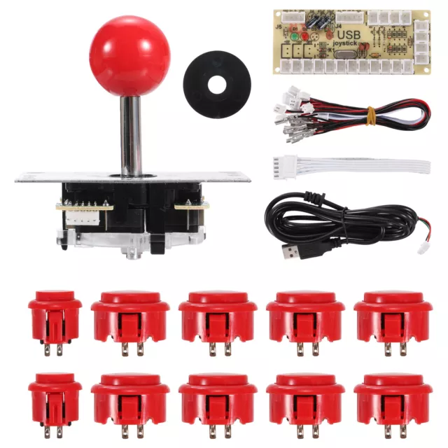 PC Joystick DIY Kit Arcade Game Joystick Parts ABS 5 Pin for Classic Arcade Red