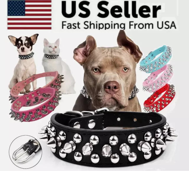 Spiked Dog Collar Soft Pu Leather Mushrooms Rivet Spike Studded Puppy Adjustable