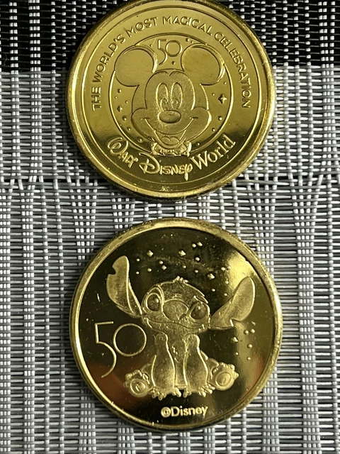 NEW! WALT DISNEY WORLD 50th LILO AND STITCH'S STITCH GOLD MEDALLION ...