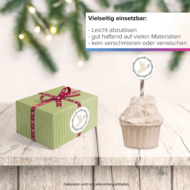 48 Weihnachtsaufkleber Geschenk Aufkleber Etiketten Weihnachten Xmas Taube 6