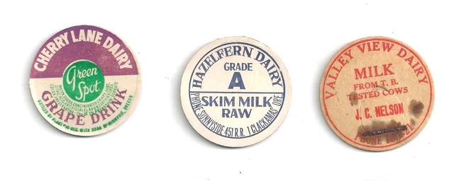 Three different Oregon milk bottle caps. #4