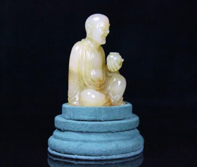 Chinese Exquisite Handmade Luohan carving Shoushan Stone Statue 3