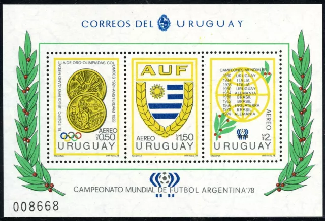 Uruguay Mi.-Nr. Bl 39 ** (50.-), 1978 Fußball-Weltmeisterschaft postfrischer Bl.