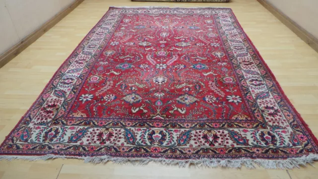 Large  PERSAIN CARPET RUG HAND MADE Oriental living Room Vintage 11ft 1" x 7ft 4