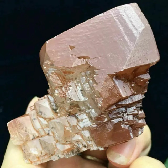 102g New Find Red Cubic Ladder Calcite Crystal Cluster Mineral Specimen