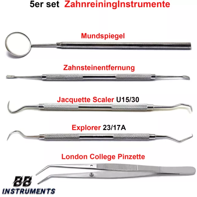 5er Dental Zahnreinigung Zahnpflege Zahnsteinentferner Zahnsonde Mundspiegel Neu