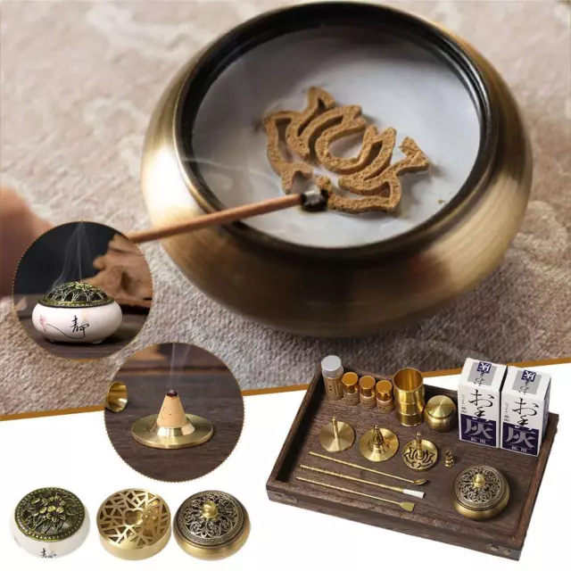 Brass Incense Set Wax Melt Incense Burner Home Portable Powder Hand R4Y1