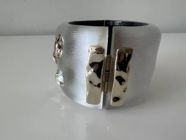 ALEXIS BITTAR Silver Lucite Crystal Hinge Bracelet 3