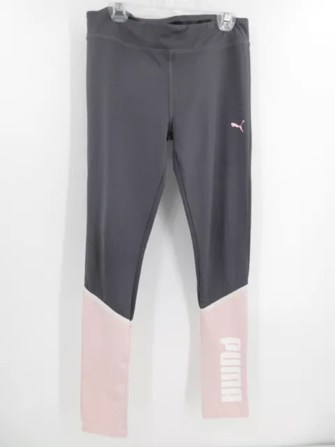 PUMA Colorblock Leggings Big Girl Size Large 12-14 Grey / Pink