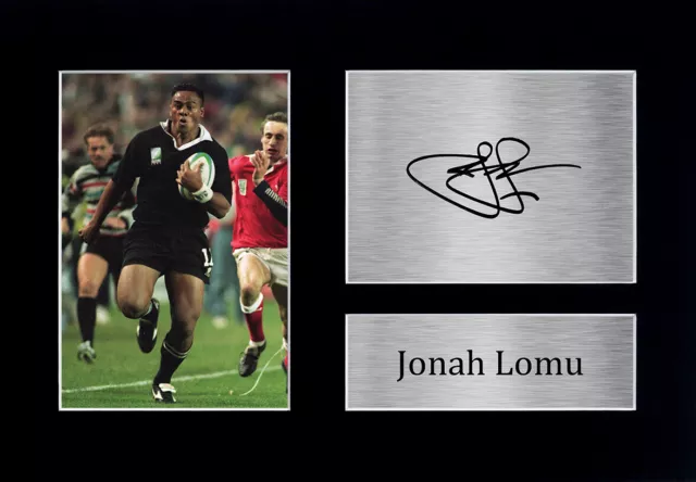 Jonah Lomu Signed Pre Printed Autograph A4 Photo Display Gift For a Rugby Fan