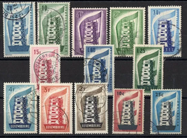 Europa Komplettes Jahr 1956 Mit 13 Oblit-Briefmarken