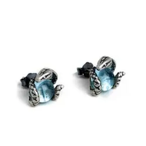 1PC Snake Shape Stud Earrings Round Crystal Earring Studs Women Men Jewelry Gift