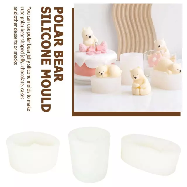 Polar Bear Silicone Mould Mini Size Cute Bear Silicone Candle Mold Cake Dec J3U9 3