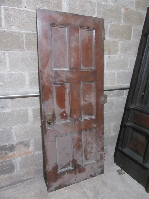 ~ ANTIQUE OAK 6 PANEL DOOR WITH HARDWARE L ~ 31.75 x 81.5 ARCHITECTURAL SALVAGE 7