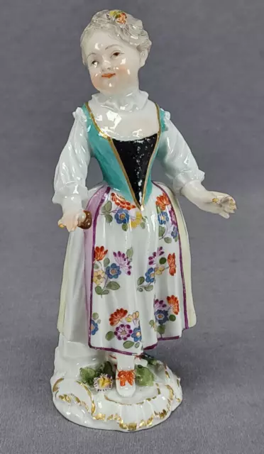 Mid 18th Century Meissen Hand Painted Lady Figurine With Pastry
