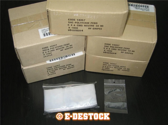 Lot De 1000 Sachets Plastique Avec Zip - Taille Au Choix - 50µ - Transparent - Neuf