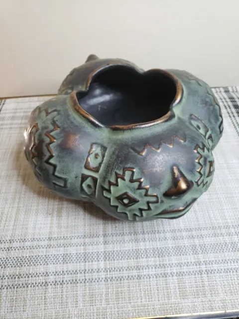 Vintage Haeger Art Pottery Ceramic Aztec Face Planter Vase Mid Century USA 4061