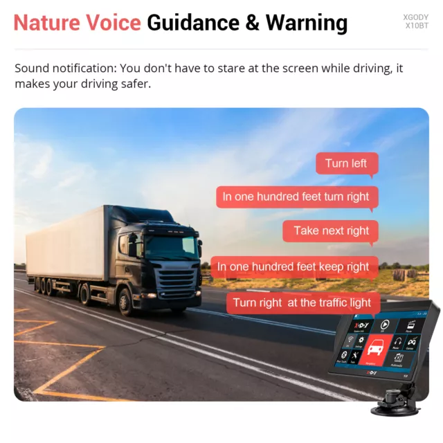 XGODY X10 9'' BT GPS Navigator Car Truck Portable SAT NAV with Sun Visor AU MAP 3