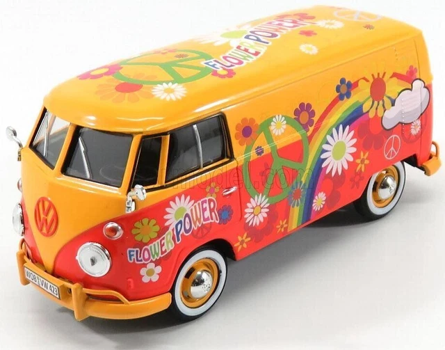 MotorMax VW Type 2 T1 Bus Pick-up Rouge 1967 – Échelle 1:24 – Miniature Die-cast Neuve