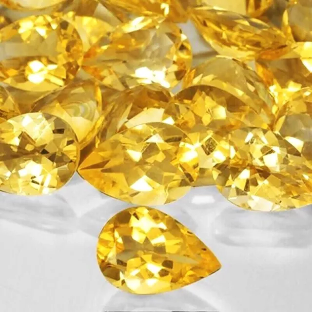 Vente en Lot 8x5mm AAA Poire Facette Naturel Citrine Libre Calibré Gemmes Brésil