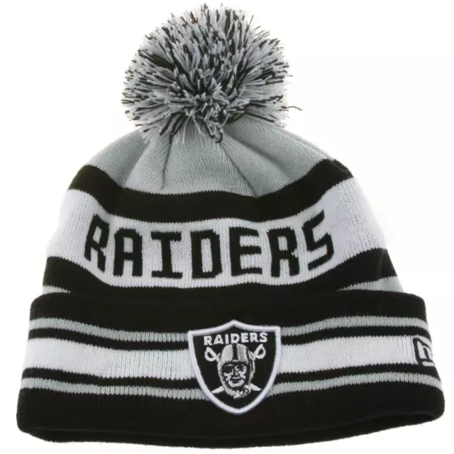 New Era Beanie Winter Mütze Las Vegas Raiders Team Jake Grau Strick Bommel Cap