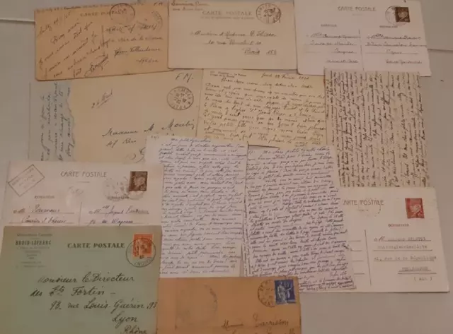 lot de 60 enveloppes ou Cartes postales periode 1939/45 avec correspondance