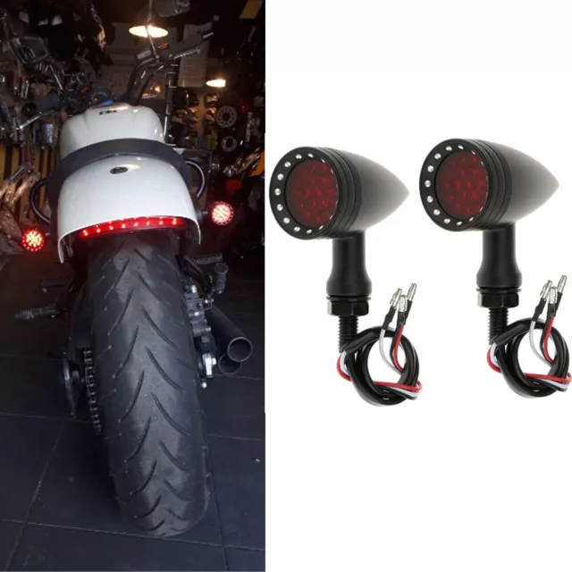 Motorcycle LED Bullet Brake Stop Running Turn Signal Tail Light For Bobber Cafe