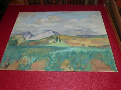 M.T JANINE MARCA & MAURICE TISSEYRE Gouache CANIGOU 65X50 Ecole francaise XXe 