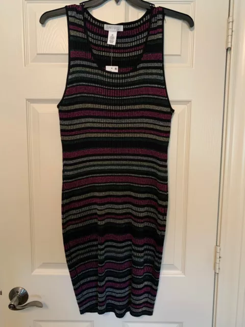 Nwt Msrp $59 Planet Gold Plus Knit Dress Multi Color Metallic