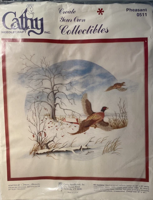 Kit de agujas Cathy Inc. Crewel #0511 faisanes de Rudy Ravasio acuarela