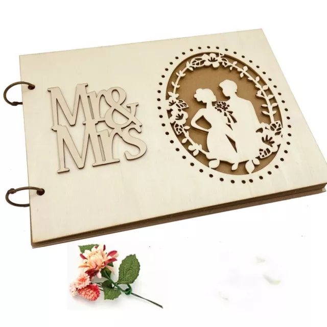 Natural Colour Guest Book Wood Guest Registration Book  Anniversary