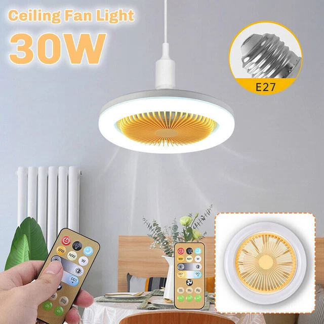 Modern Led Ceiling Fan with Lights E27 Adjustable Bedroom Living Room Fan Lamp