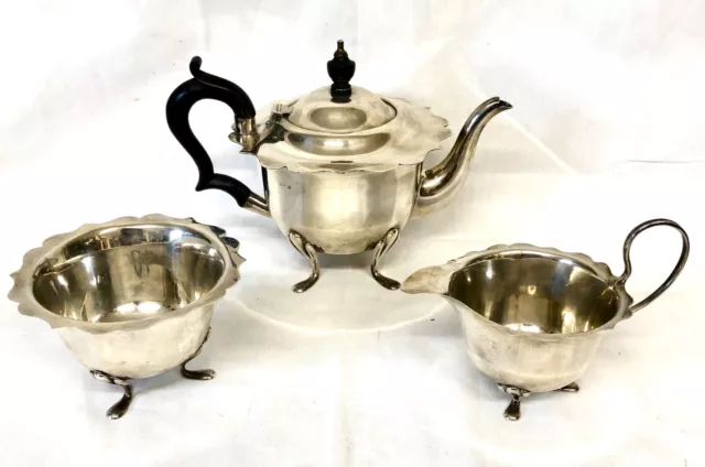 Antique Birmingham HALLMARKED Sterling Silver Bachelors 3 Piece Tea Service 1908