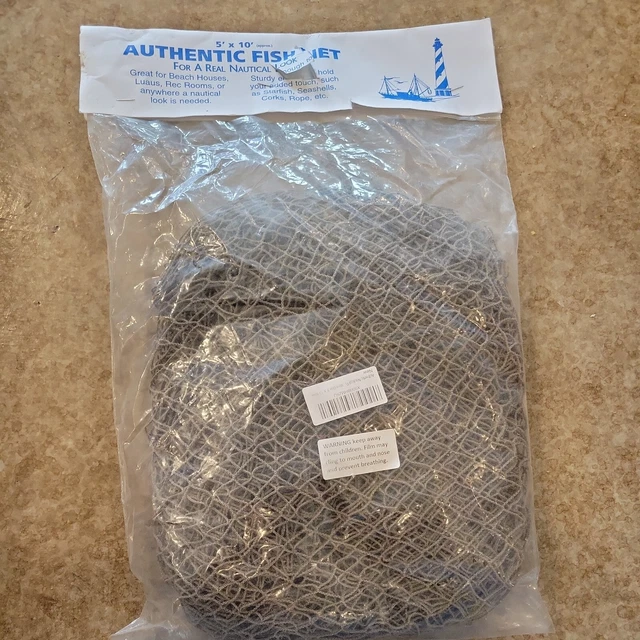Authentic 5'X10' Brown Nautical Fishing Net —New (in Package)