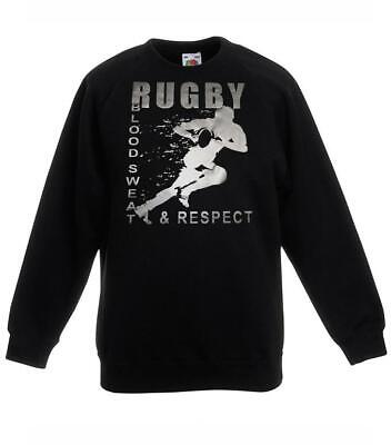 Unisex Nero Rugby Blood Sweat e rispetto Sports Felpa