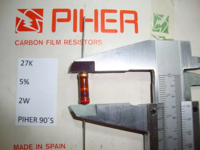 Vintage Piher Resistor. 2W 27K 5% *1 Pc* New Original 1990´S+