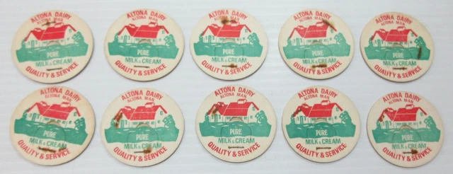 Altona Dairy Man Pure Milk & Cream Milk Bottle Cap Pog Lot of 10