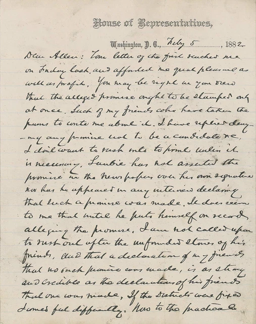 President William McKinley 1882 Autograph Letter Signed as Ohio Congressman President William McKinley 1882 Autograph Letter Signed as Ohio Congressman