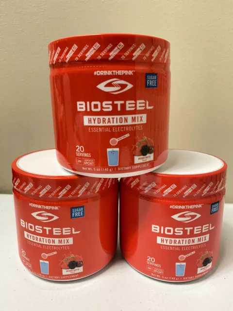 (3) Paquete de mezcla de hidratación de biosteel baya mixta total de 60 porciones BB 06/24