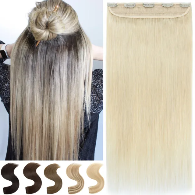 Clip in One Piece 100% Real Remy Human Hair Weft Extensions 3/4Full Head Caramel