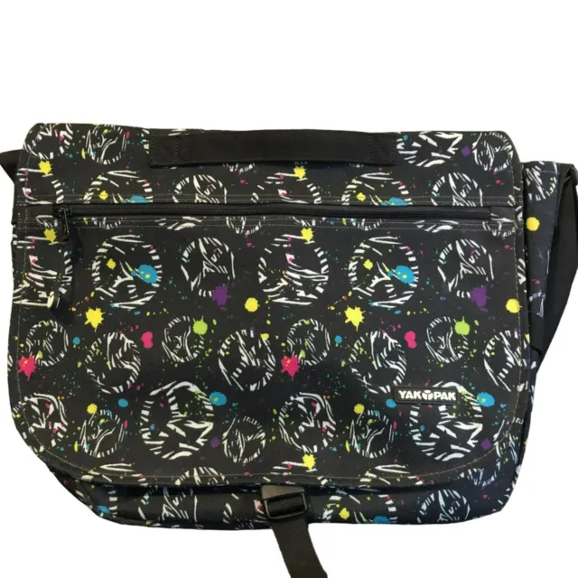 Yak Pak Crossbody Messenger Bag Peace Signs Multicolored Waterproof Canvas