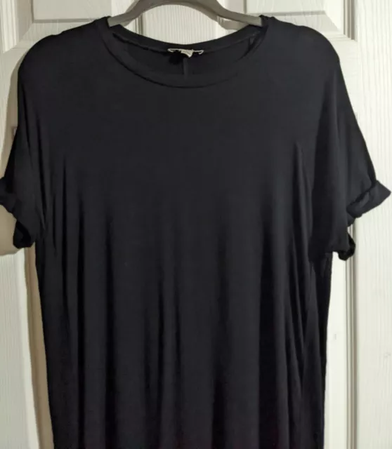 Whistles Black Jersey Longline T-Shirt Dress M Soft Long Maxi Short Slv 3