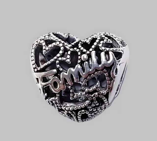 Genuine Pandora Sterling Silver Open Family Heart  Charm 798571C00