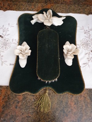 in velluto verde e ceramica Vintage Decorazione spazzola 