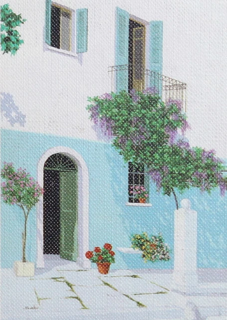 European art canvas print landscape house cityscape signed