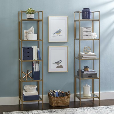 Better Homes & Gardens Nola Narrow Bookcase, Gold Finish 6