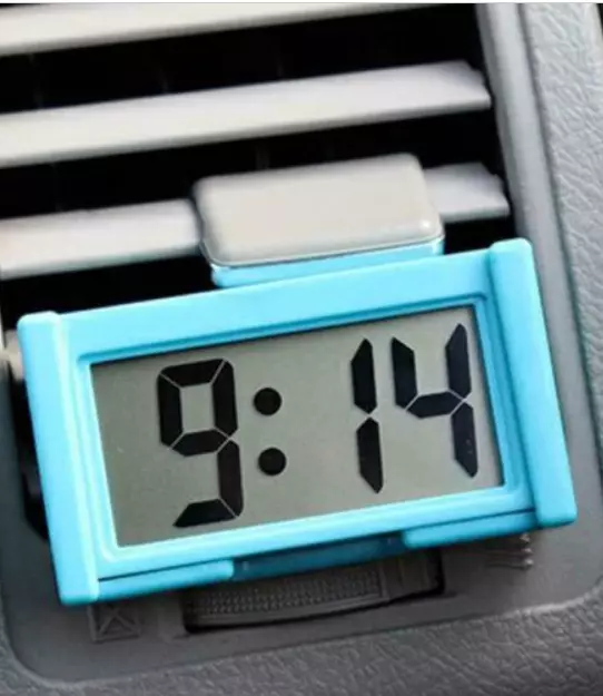 Mini LCD Screen Digital Clock Self-Adhesive Interior Car Auto Desk Dashboard