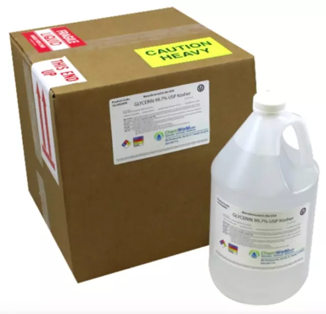 Chemworld Vegetable Glycerin USP Kosher - Soy Based - Made in USA - 4x1 Gallon