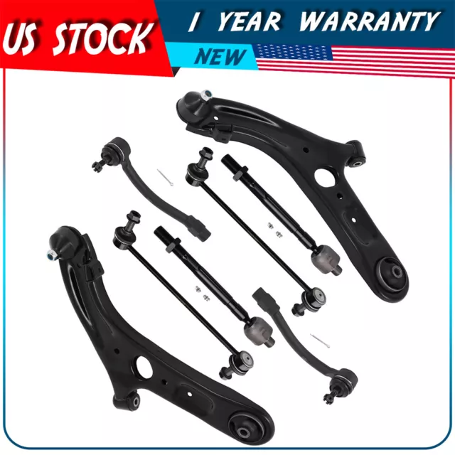 8Pcs Front Lower Control Arm Tie Rod End Sway Bar For 2011-2016 Hyundai Elantra