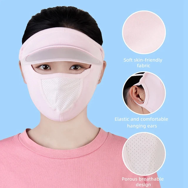 Women Thin Breathable Ice Silk Sunscreen Long Neck Full Face Mask UV Protecti F3
